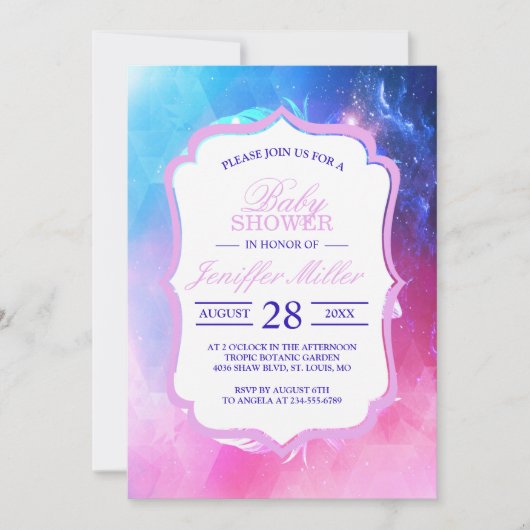 Schöne Federn im Weltraum. Einladung (Vorderseite)