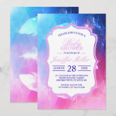 Schöne Federn im Weltraum. Einladung (Vorne/Hinten)