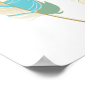 Schöne Federn in Aquamarin, grün und cremefarben Poster (Ecke)