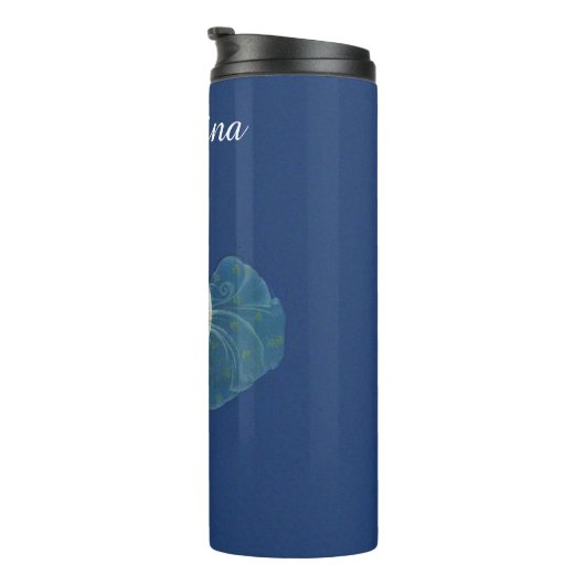 Schöne Fee auf dem Mond Seidenblauer Strumpf Thermosbecher (Nach rechts gedreht)