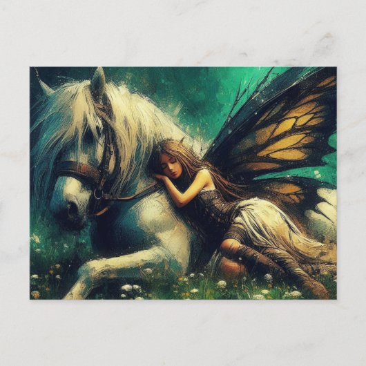Schöne Fee auf einem Pferd Postkarte (Vorderseite)