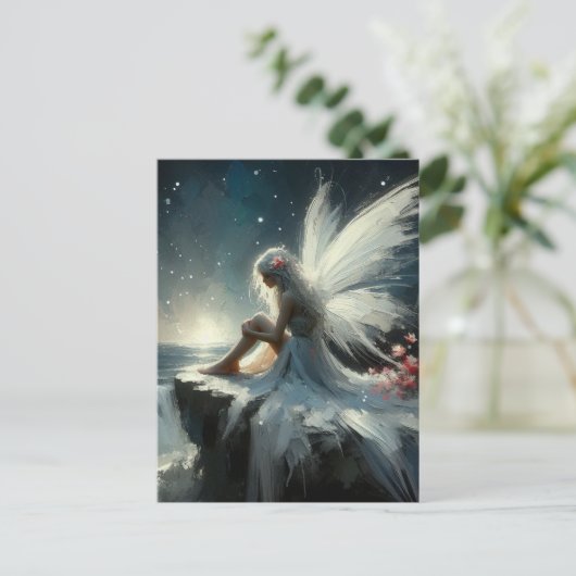 Schöne Fee auf einer Klippe Postkarte (Stehend Vorderseite)