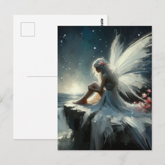 Schöne Fee auf einer Klippe Postkarte (Vorne/Hinten)