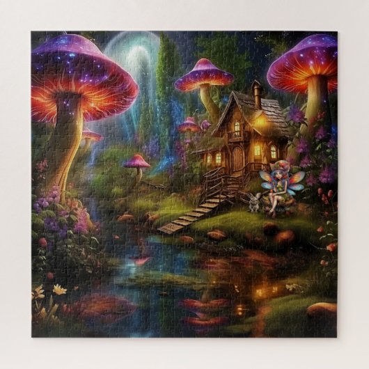 Schöne Fee bei ihrem Waldhaus Puzzle (Vertikal)
