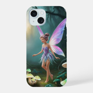 Schöne Fee im verzauberten Pilzwald iPhone 15 Hülle