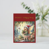 Schöne Fee im Wald Frohe Weihnachten Postkarte (Stehend Vorderseite)