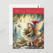 Schöne Fee im Wald Frohe Weihnachten Postkarte (Vorne/Hinten)