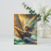 Schöne Fee in einem Segelboot Postkarte (Stehend Vorderseite)