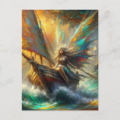 Schöne Fee in einem Segelboot Postkarte (Vorderseite)