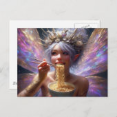 Schöne Fee isst Nudeln Postkarte (Vorne/Hinten)