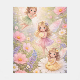 Schöne Fee und Blumen  Fleecedecke