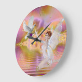 Schöne Fee und Tauben Fraktal Wassermauer Uhr (Winkel)