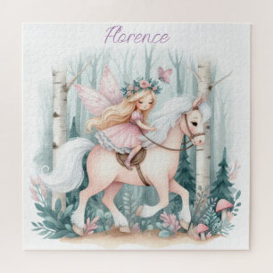 Schöne Feen-Mädchen, das in einem verzauberten Wal Puzzle