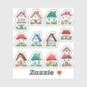 Schöne Feenhäuser, die Cartoons buchen Aufkleber (Blatt)