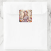 Schöne Feenprinzessin Quadratischer Aufkleber (Tasche)