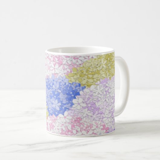 Schöne Felder von Hydrangeas Kaffeetasse (VorderseiteRechts)