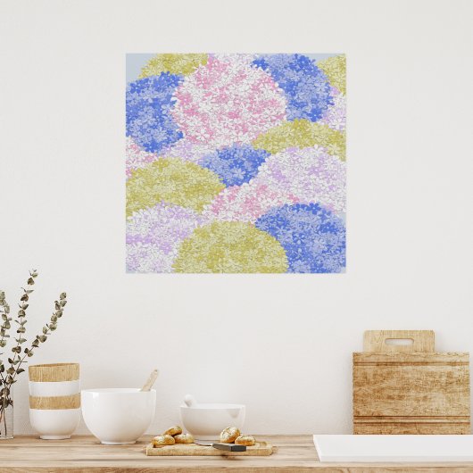 Schöne Felder von Hydrangeas Poster (Küche)
