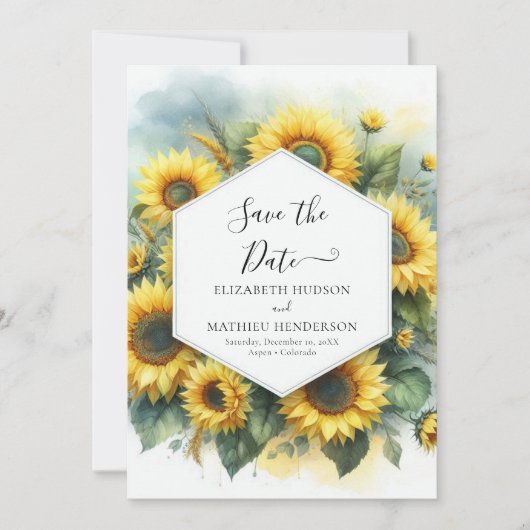 Schöne Feldsonnenblume Hochzeit Save The Date (Vorderseite)