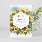 Schöne Feldsonnenblume Hochzeit Save The Date (Stehend Vorderseite)
