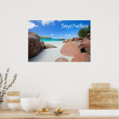 Schöne Felsenküste auf den Seychellen Poster (Küche)