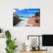 Schöne Felsenküste auf den Seychellen Poster (Heimbüro)