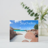 Schöne Felsenküste auf den Seychellen Postkarte (Stehend Vorderseite)