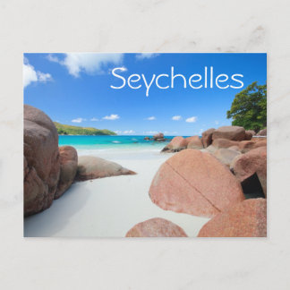 Schöne Felsenküste auf den Seychellen Postkarte