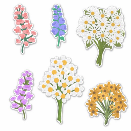 Schöne Felt Look Blume Bouquets Daisies Aufkleber (Vorderseite)