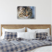 Schöne Feral Cat Portrait Canvas Print Leinwanddruck (Insitu (Schlafzimmer))