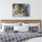 Schöne Feral Cat Portrait Canvas Print Leinwanddruck (Insitu (Schlafzimmer))