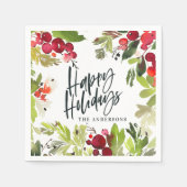 Schöne Ferien Aquarell Blumenstrauß Urlaub Serviette (Vorderseite)