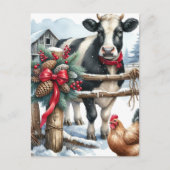 Schöne Ferienkuh mit Rooster Personalisiert Feiertagspostkarte (Vorderseite)