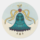 Schöne festliche Glocke mit gelben Bändern Runder Aufkleber (Vorderseite)