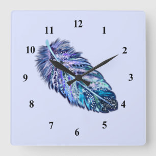 Schöne Fether - Wählen Sie Ihre Farbe Quadratische Wanduhr