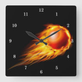 Schöne Feuerball-Uhr Quadratische Wanduhr (Vorderseite)