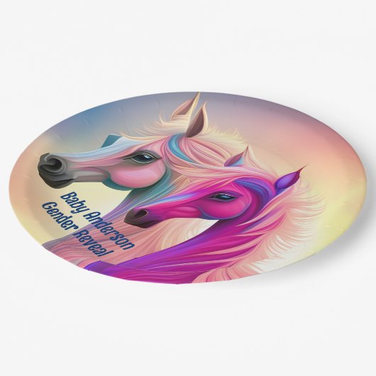 Schöne Fill- oder Colt Gender-Offenbarung Pappteller (Schrägansicht)