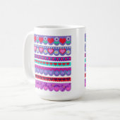 Schöne Filz-Style-Valentinstag-Grenzen Kaffeetasse (Vorderseite Links)