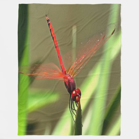 Schöne Firecracker Dragonfly Akryllische Malerei Fleecedecke (Vorderseite)