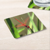 Schöne Firecracker Dragonfly Akryllische Malerei Rechteckiger Pappuntersetzer (angewinkelt)