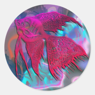 Schöne Fische 4 Sticker, glänzend,(Blatt 6) Runder Aufkleber