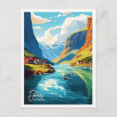 Schöne Fjords Norwegen Art Travel Illustration Postkarte (Vorderseite)