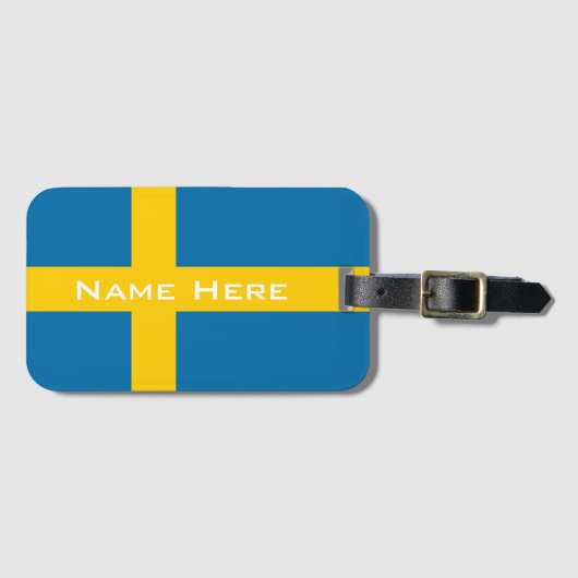 Schöne Flagge Schwedens mit Monogramm Gepäckanhänger (Vorderseite (Horizontal))