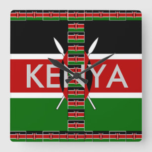Schöne Flaggen-Grenzrahmen Kenias nahtlose Quadratische Wanduhr