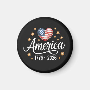 Schöne Flaggenherz 1776-2026 4. Juli 250. Magnet