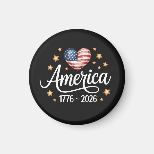 Schöne Flaggenherz 1776-2026 4. Juli 250. Magnet (Vorne)