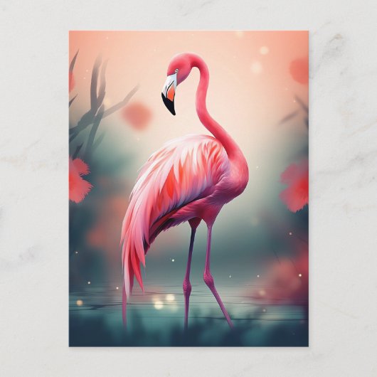 Schöne Flamingo AI generiert Postkarte (Vorderseite)