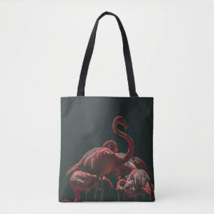 SCHÖNE FLAMINGO AUF DUNKELHINTERGRUND TASCHE