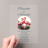 Schöne Flamingo Liebe Wedding Acryleinladungen (Insitu (Handheld))