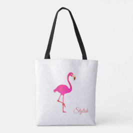 Schöne Flamingo & Stilkalligraphie auf Weiß Tasche