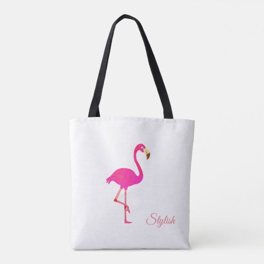Schöne Flamingo & Stilkalligraphie auf Weiß Tasche (Rückseite)